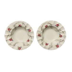 Two VTG Royal Albert Tranquility Bone China Ashtray Trinket Scalloped Gold Rim